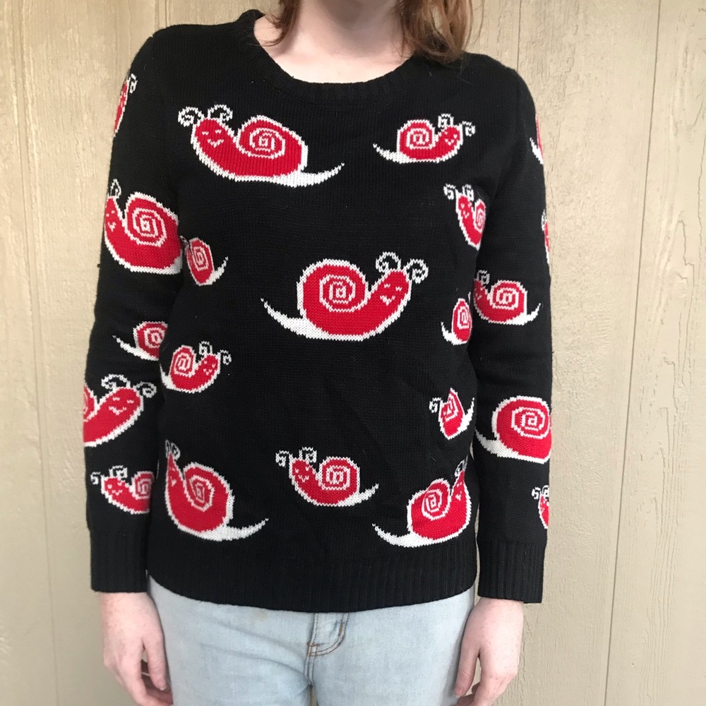 POL Knit Crewneck Sweater Red Snails